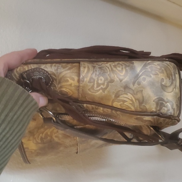 Montana West Trinity Ranch Hair-On Leather Fringe Floral Tooled Crossbody Bag. - Picture 15 of 16